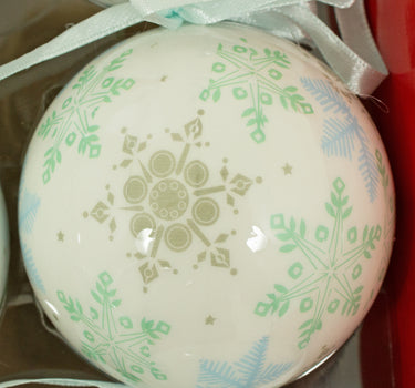 Kunststoff Weihnachtskugeln 6cm 12-tlg. - Schneeflocken Weiß Blau Grün