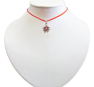 Kinder Trachten Halskette mit Edelweiß Rot