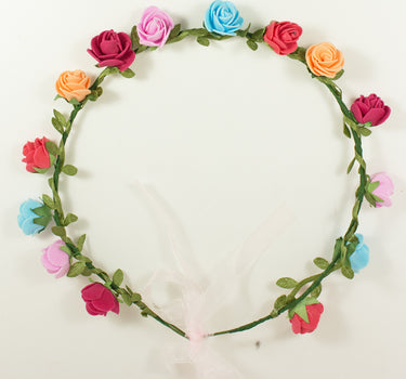 Blumenkranz Marina mit Röschen zum Binden - Mehrfarbig