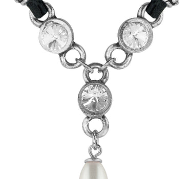 LUISIA® Halskette Cami mit Kristallen von Swarovski® und Perle - Schwarz