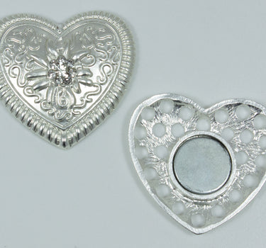 Magnet Brosche Tuchhalter - Weißgold Herz Ornament