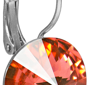 LUISIA 12 mm Ohrringe Rivoli mit Kristallen von Swarovski - Padparatscha / Koralle