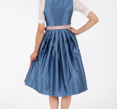 Krüger Collection Damen Dirndl Pia - Blau Rosé 70cm