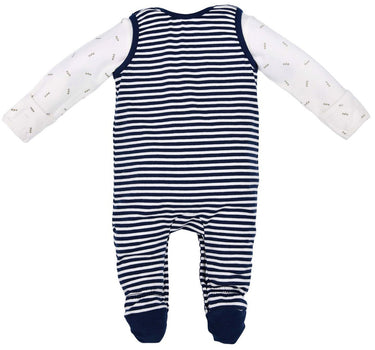 BONDI Baby Strampler "Feuerwehr" 93684 - Navy / Weiß geringelt | Jungen Babystrampelanzug