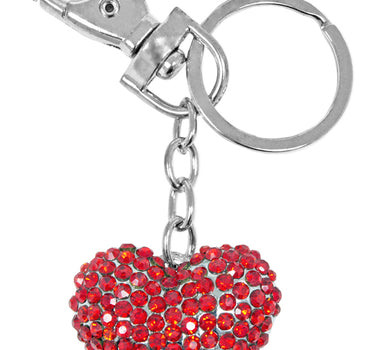 Schlüsselanhänger mit großem Strass Herz - Rot