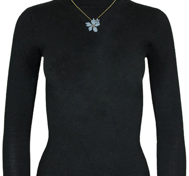 LUISIA Halskette Nelia mit Blumen - 16 Karat vergoldet Hellblau