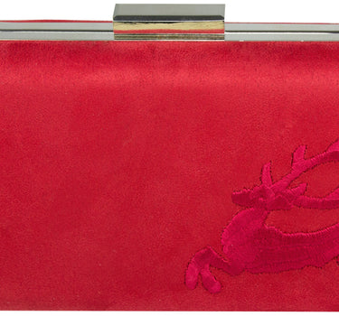 Handtasche mit Hirschstickerei | Clutch Rot