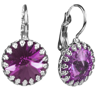 LUISIA Kronen Ohrringe "Vivana" mit Swarovski Element | Amethyst - Lila