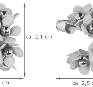 LUISIA Halb Creolen Ohrstecker Mia mit Blüten - 16 Karat vergoldet Olivgrün