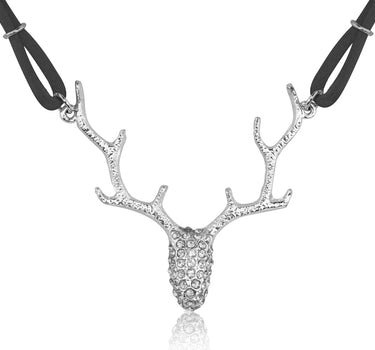 LUISIA® Halskette "Nicola" mit Strass Hirschkopf | Schwarz