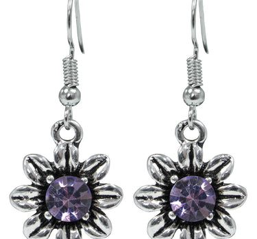 Blumen Collier mit Ohrhängern - Lila