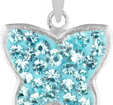 LUISIA Kettenanhänger Schmetterling mit Kristallen von Swarovski - 925 Sterling Silber - Hellblau