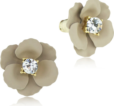 LUISIA® Ohrstecker Nelia mit Blumen - 16 Karat vergoldet Sand