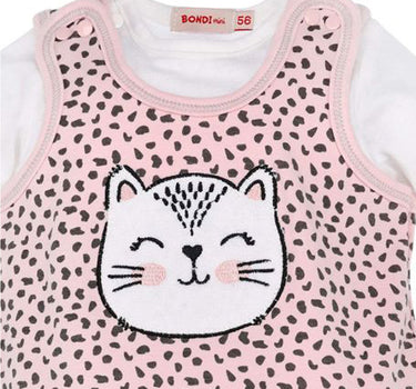 BONDI Baby Strampler "Kätzchen" mit Leoprint 93706 - Apricot / Schwarz | Babystrampelanzug