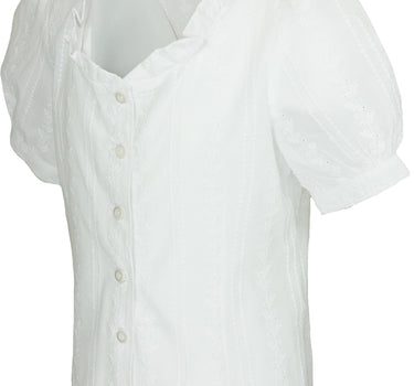 Isar-Trachten Kinder Bluse "Marie" mit Stickereien 44962 | Weiß