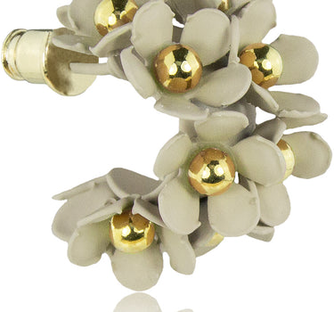 LUISIA Halb Creolen Ohrstecker Mia mit Blüten - 16 Karat vergoldet Sand