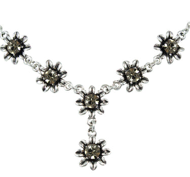 Blumen Collier mit Ohrhängern - Black Diamond