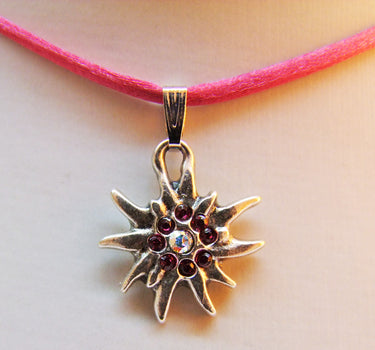 Kinder Trachten Halskette mit Edelweiß Pink