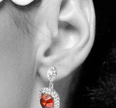 LUISIA Ohrstecker Herz mit Kristallen von Swarovski - Rot/Kristall