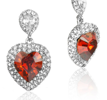 LUISIA® Ohrstecker Herz mit Kristallen von Swarovski® - Rot/Kristall