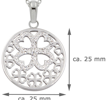 LUISIA Edelstahl Halskette 50+5 cm Silber | Kleeblatt mit Zirkonia