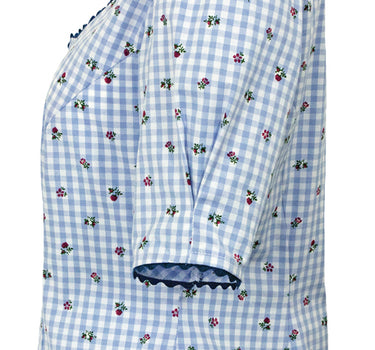 Pierre Marcel Damen Blümchen Trachtenbluse Amelie mit Stehkragen - Blau