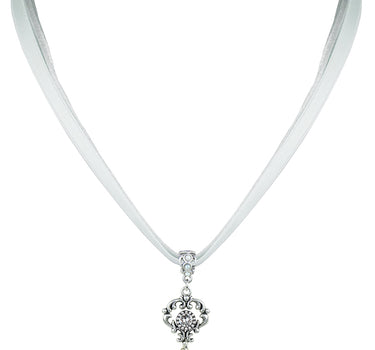 LUISIA Halskette Malou mit Ornament Anhänger und Kristall von Swarovski - Silber