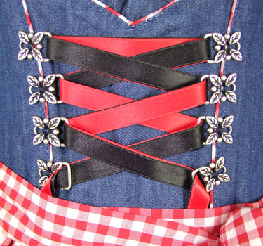 Isar-Trachten Jugend Dirndl "Laura" Jeanslook 44937 | Blau Rot