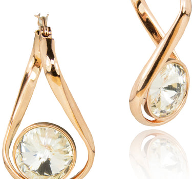 LUISIA® Geschwungene Ohrringe "Alea" mit Kristall von Swarovski® - Rosegold / Crystal