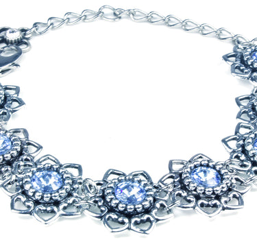 LUISIA Armband Leandra mit Herzblüten und Kristallen von Swarovski - Light Safir / Hellblau