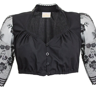 Pierre Marcel Damen Dirndlbluse mit Rosen und Pailletten - Schwarz