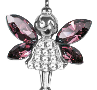 LUISIA Kette mit Anhänger "Elfe" - 925er Silber - Filigrane Halskette (42 cm Länge) mit Zirkonia Altrosa