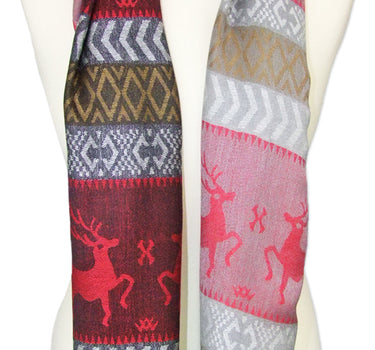 Halstuch Schal mit Hirsch Stickereien | Rot