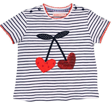 BONDI Baby Kinder T-Shirt "Cherry" 86590 - Weiß / Navy | Kurzarmshirt