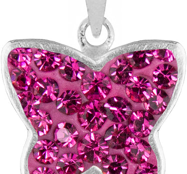 LUISIA® Kettenanhänger Schmetterling mit Kristallen von Swarovski® - 925 Sterling Silber - Pink