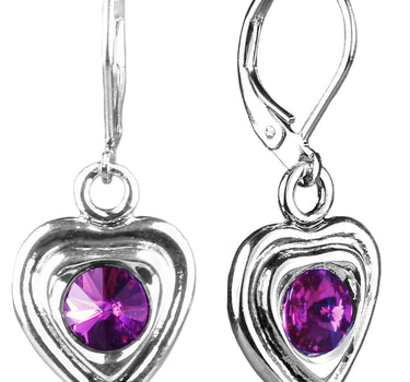 LUISIA® Ohrringe Lisanne Herzanhänger mit Kristallen von Swarovski® - Pink