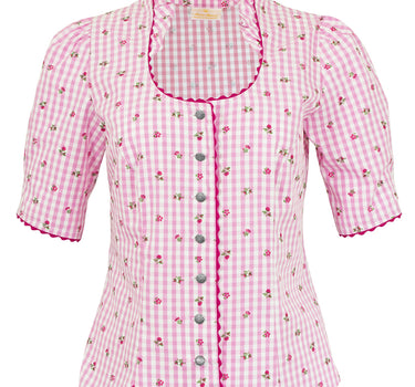 Pierre Marcel Damen Blümchen Trachtenbluse Amelie mit Stehkragen - Rosa
