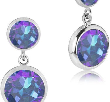 LUISIA Ohrringe "Fjella" mit zwei Kristallen von Swarovski - Silber / Royal Blue Delite