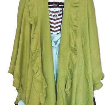 Dirndltuch Strick Stola Olivgrün