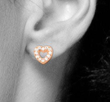 LUISIA Ohrstecker Herz mit Zirkonia - 925 Sterling Silber Roségold