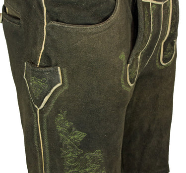 SCHWEIGERT´s Kurze Hirsch Lederhose Hector mit Träger - Moor Dunkelbraun | Exklusiv von MADDOX