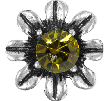 Silbernes Strass Armband mit Blüten - Olivgrün