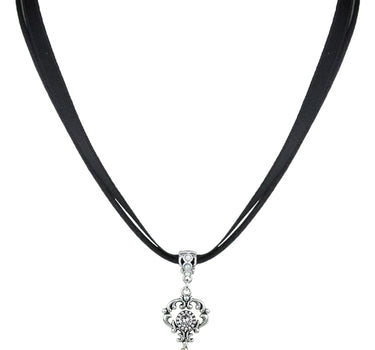 LUISIA Halskette Malou mit Ornament Anhänger und Kristall von Swarovski - Schwarz