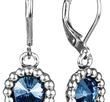Ohrringe Aurelia mit rundem Anhänger und Kristallen von Swarovski® - Ozeanblau