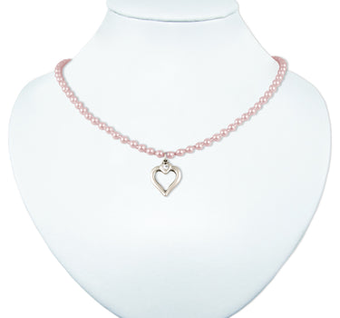 LUISIA Perlenkette Eva mit Herzanhänger - Rosa