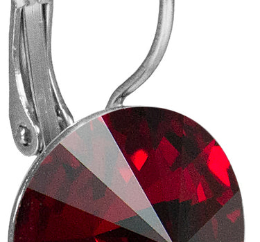 LUISIA 14 mm Ohrringe Rivoli mit Kristallen von Swarovski - Siam / Dunkelrot
