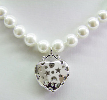 LUISIA® Perlen Kette mit Strass Herz und Kristallen von Swarovski®