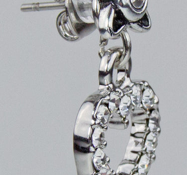 LUISIA Ohrstecker Elara mit Strass Herzanhänger - Silber / Kristall