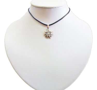 Kinder Trachten Halskette mit Edelweiß - Schwarz