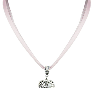 LUISIA Halskette Elina mit Herzanhänger und Perle - Altrosa